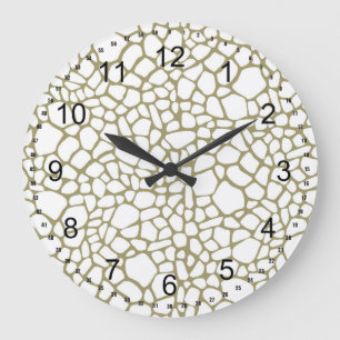 Grande Horloge Ronde Impression de girafe blanche or