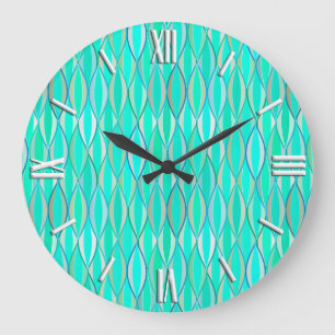 Grande Horloge Ronde Impression de ruban de style milieu de siècle - nu