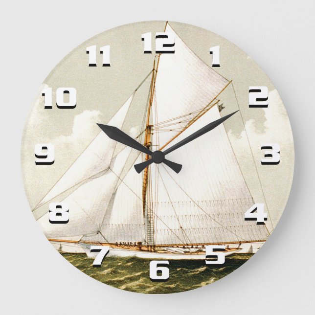 Grande Horloge Ronde Impression de voilier (Recto)
