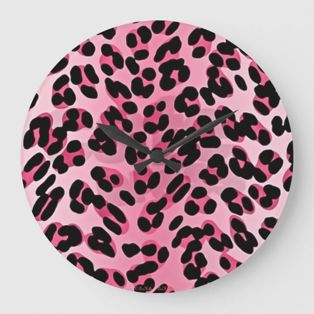 Grande Horloge Ronde Impression guépard rose RAB Rockabilly (Recto)