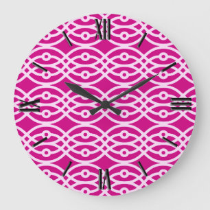 Grande Horloge Ronde Impression kimono, magenta et rose