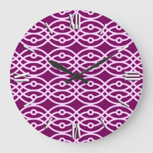 Grande Horloge Ronde Impression kimono, prune et rose