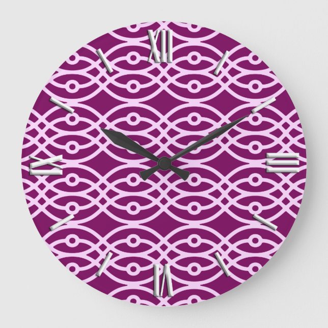 Grande Horloge Ronde Impression kimono, prune et rose (Recto)