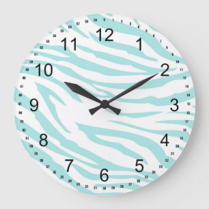 Grande Horloge Ronde Impression Sky Blue Zebra