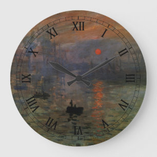 Grande Horloge Ronde Impression Sunrise par Claude Monet, Art Vintage