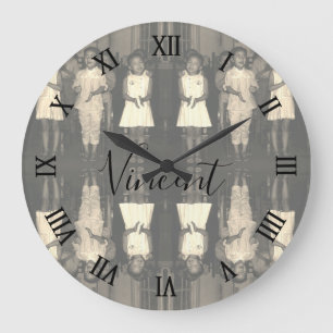 Grande Horloge Ronde Impression sur toile de garde d'enfants Vintage Ch