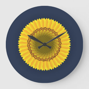 Grande Horloge Ronde Impression sur toile mandala florale de tournesol