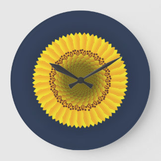 Grande Horloge Ronde Impression sur toile mandala florale de tournesol