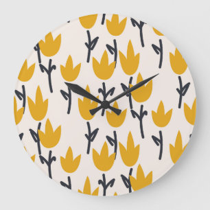 Grande Horloge Ronde Impression Tulipe simple