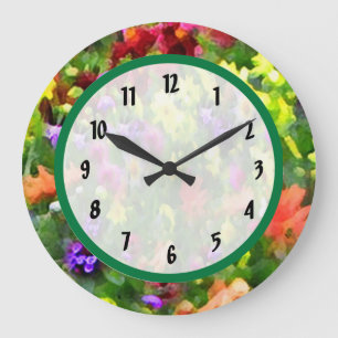 Grande Horloge Ronde Impressions florales