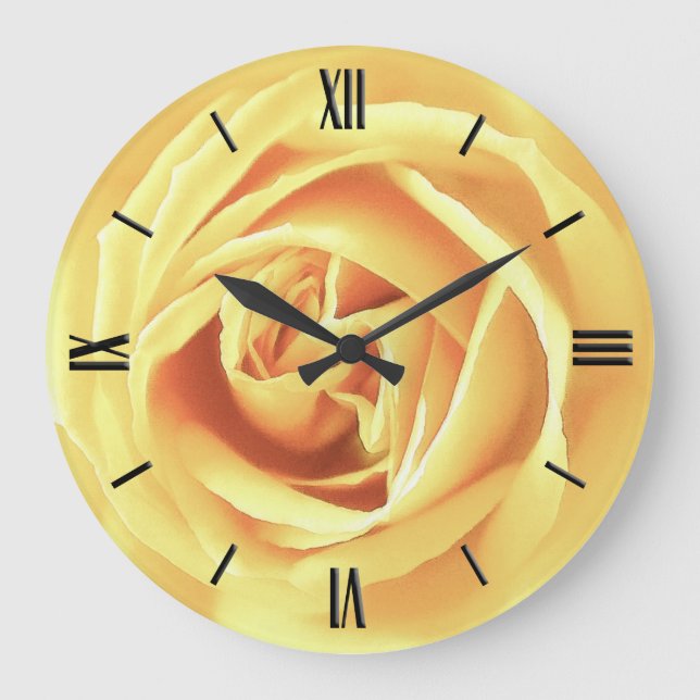 Grande Horloge Ronde imprimé rose jaune (Recto)