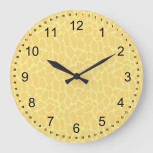 Grande Horloge Ronde Imprimer Giraffe Jaune