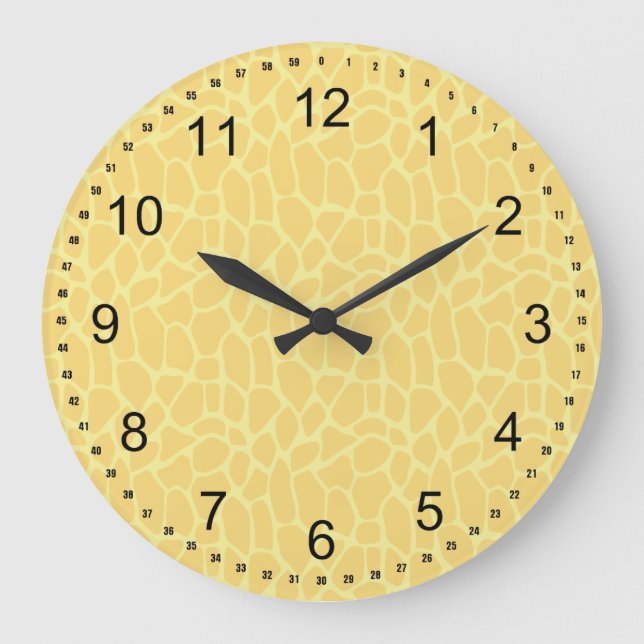 Grande Horloge Ronde Imprimer Giraffe Jaune (Recto)