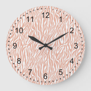 Grande Horloge Ronde Imprimer Zebra Peach