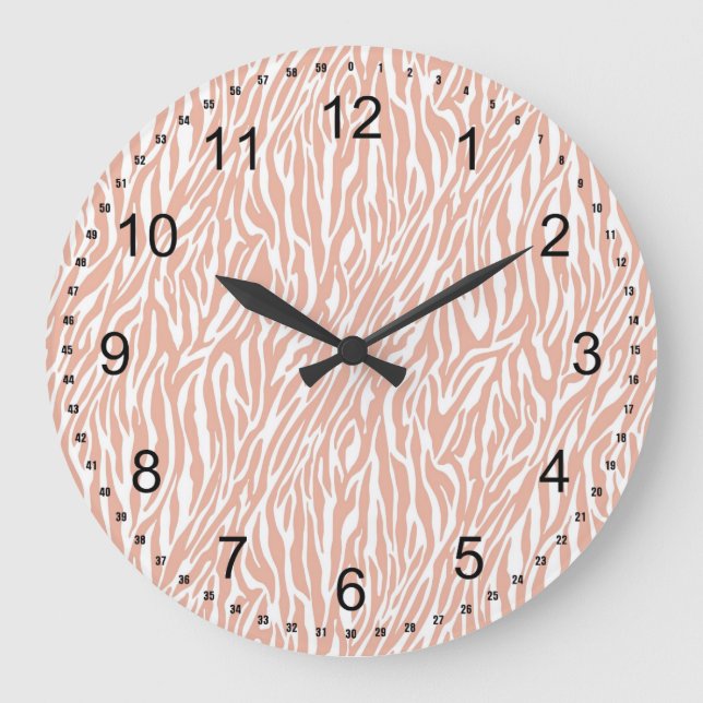 Grande Horloge Ronde Imprimer Zebra Peach (Recto)