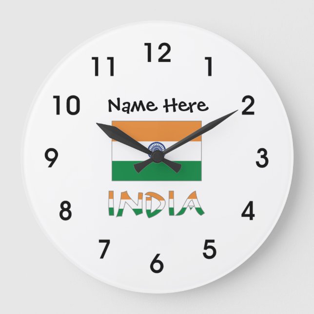 Grande Horloge Ronde India and Indian Flag with Your Name (Recto)