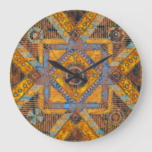 Grande Horloge Ronde Indian Floral Paisley : Médaillon ethnique.