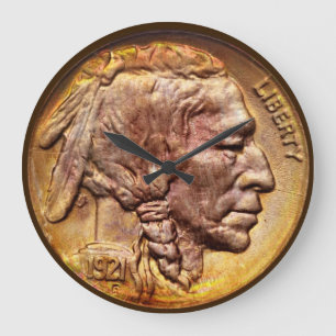 Grande Horloge Ronde Indian Head Nickel Coin Collector Modern Acryllic