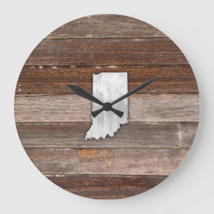 Grande Horloge Ronde Indiana rustique sur cartes Brown