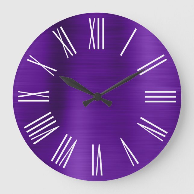 Grande Horloge Ronde Indigo Purple Foil Chiffres romains blancs (Recto)