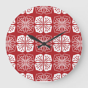 Grande Horloge Ronde Indonésien Batik Kawung Gurda Design