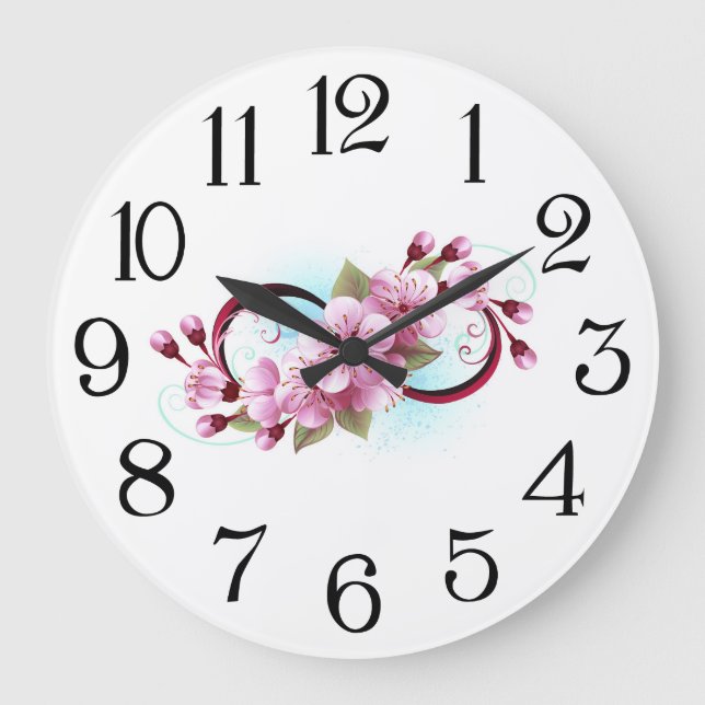 Grande Horloge Ronde Infinité avec les fleurs Sakura (Recto)