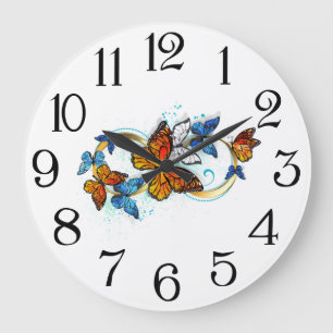 Grande Horloge Ronde Infinité de papillons monarques