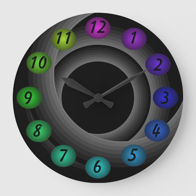 Grande Horloge Ronde Infinity 3D Floating Colors Designer contemporain (Recto)