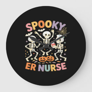 Grande Horloge Ronde Infirmière Cute Halloween Éffrayant Essentiel T-Sh