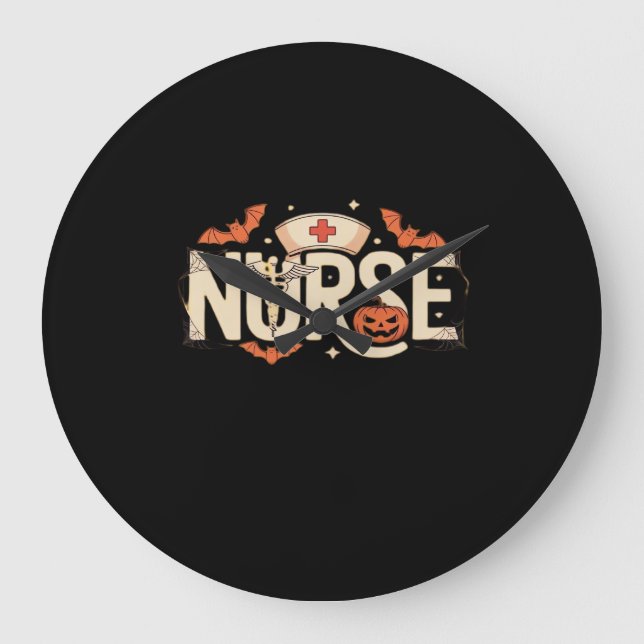 Grande Horloge Ronde Infirmière d'Halloween T-Shirt classique (Recto)