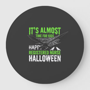 Grande Horloge Ronde Infirmière diplômée Halloween Toile d'araignée et