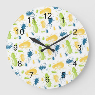 Grande Horloge Ronde Insectes et bugs garçon salle de jeu chambre à cou