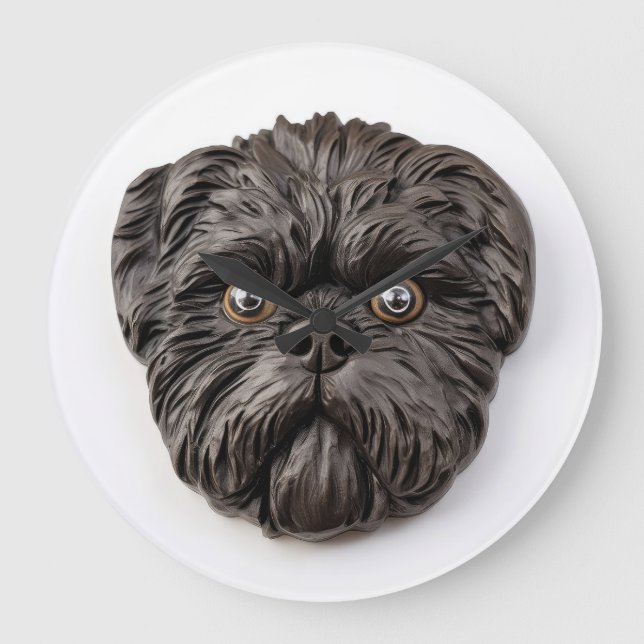 Grande Horloge Ronde Inspiré 3D d'Affenpinscher (Recto)