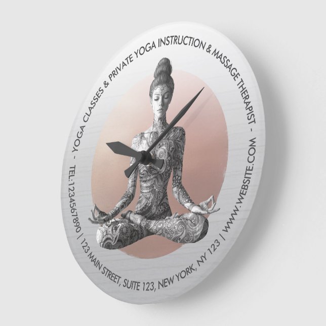 Grande Horloge Ronde Instructeur de méditation Yoga Reiki Master Lotus  (Angle)