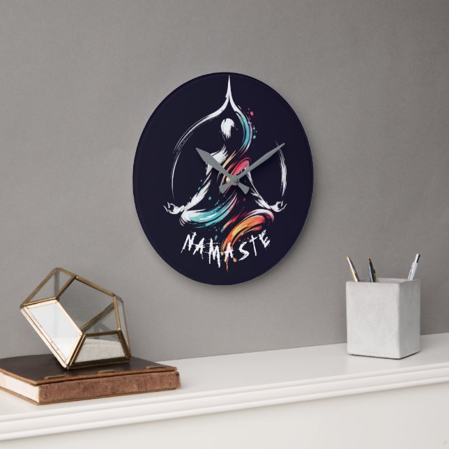 Grande Horloge Ronde Instructeur de Yoga Lotus Méditation Pose Brosse (Bureau)
