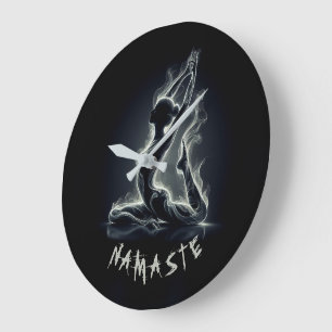 Grande Horloge Ronde Instructeur de Yoga Reiki Pose King Pigeon à une j