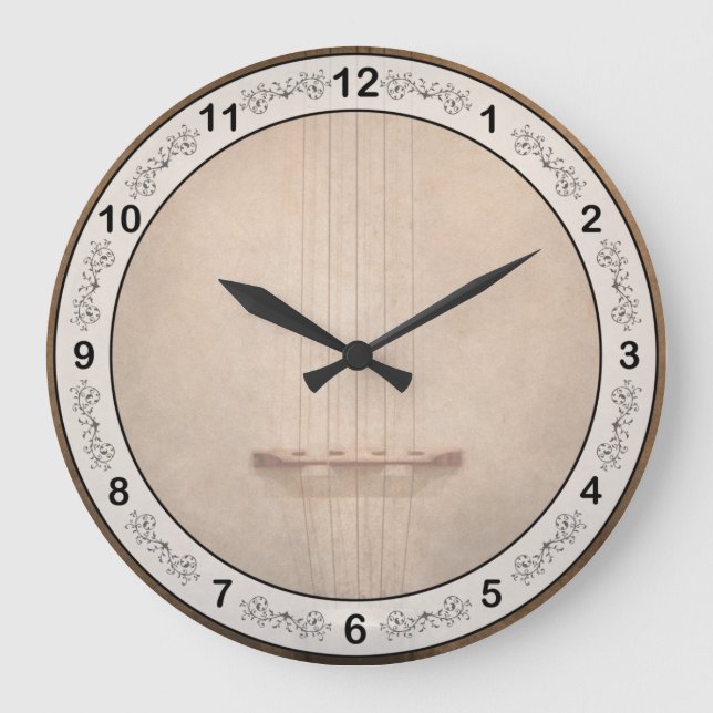 Grande Horloge Ronde Instrument - Chaîne - J'adore les banjo (Recto)