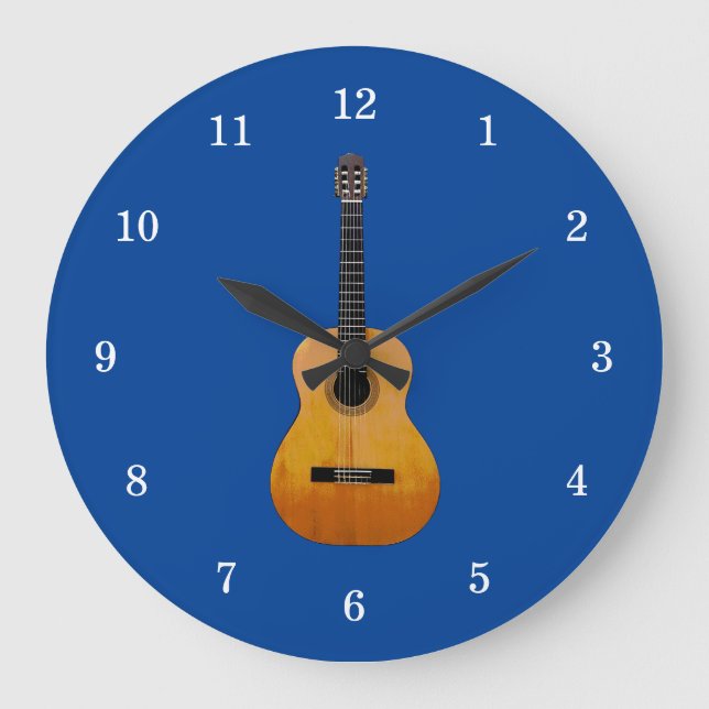 Grande Horloge Ronde Instrument musical Acoustic Guitar Blue (Recto)