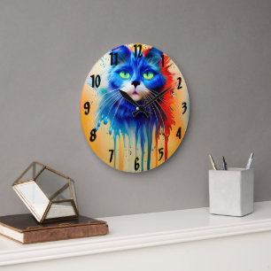 Grande Horloge Ronde Intelligence artificielle animal chat