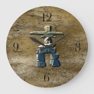Grande Horloge Ronde Inukshuk & Rock Texture Clock