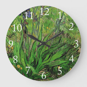 Grande Horloge Ronde Iris floraux vintage par Vincent van Gogh