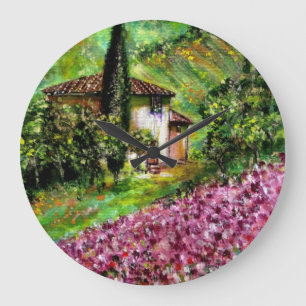 GRANDE HORLOGE RONDE IRISES EN TOSCANE