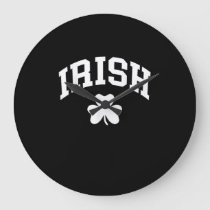 Grande Horloge Ronde Irlandais Shamrock Jour de la Saint Patrick Irland