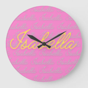 Grande Horloge Ronde Isabella Signature Nom Motif