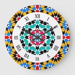 Grande Horloge Ronde Islamic geometric pattern Wall Clock