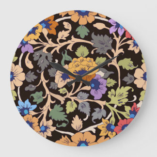 Grande Horloge Ronde Islamique Classique : Ornement Floral sans Seamles