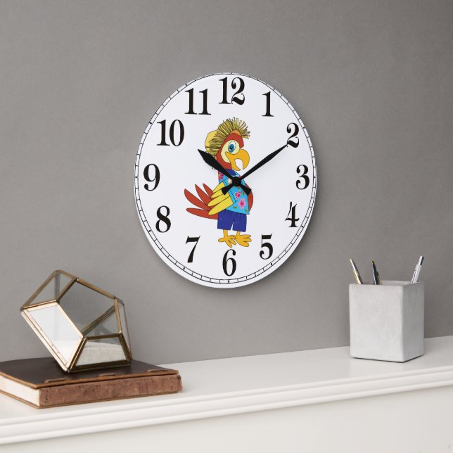 Grande Horloge Ronde Islandais Parrot Round Clock (Bureau)