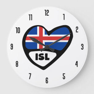 Grande Horloge Ronde Islande Code du pays ISL Coeur du drapeau