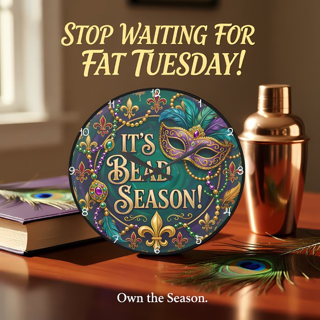 Grande Horloge Ronde It Is Bead Season Mardi Gras (Créateur téléchargé)