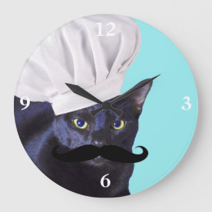 Grande Horloge Ronde Italian Chef, Black Cat